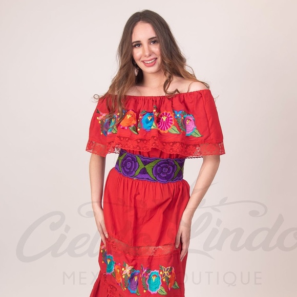 2 New Mexican Embroidered Belts Floral Sach - Picture 9 of 10